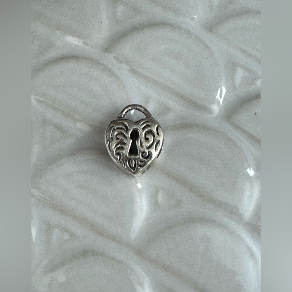 Sterling Silver Heart Lock Charm Bead